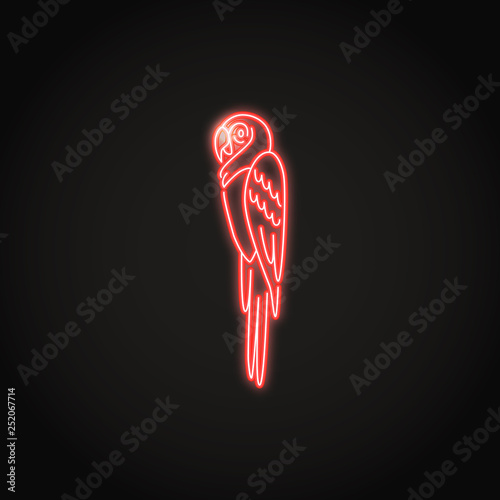 Macaw parrot icon in glowing neon style