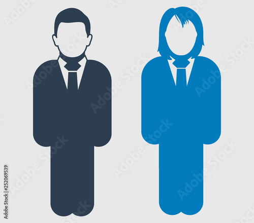 Wallpaper Mural Corporate couple Icon. Standing Male and female businessman symbol on gray background. Flat style vector EPS. Torontodigital.ca