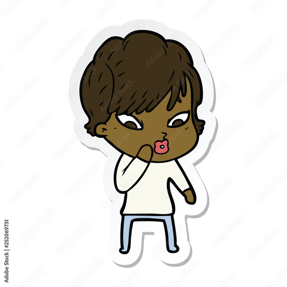 sticker of a cartoon woman