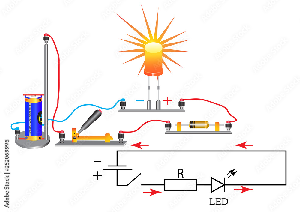 Vetor de The wiring diagram in which there is a diode. A diode is a