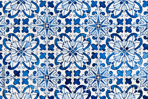 Vintage azulejos, traditional Portuguese tiles. photo