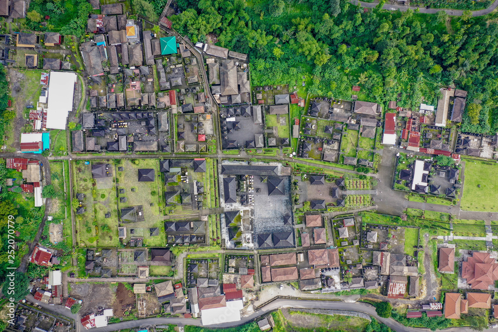 Village near  Pura Besakih, aerial view, Bali, Indonesia