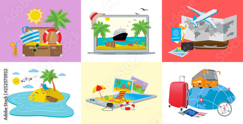 Set of travel concepts, 3d isometric vector illustration