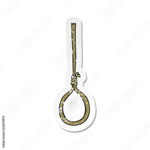 retro distressed sticker of a cartoon noose