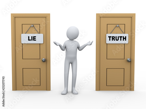 Fotografia 3d person and truth lie door