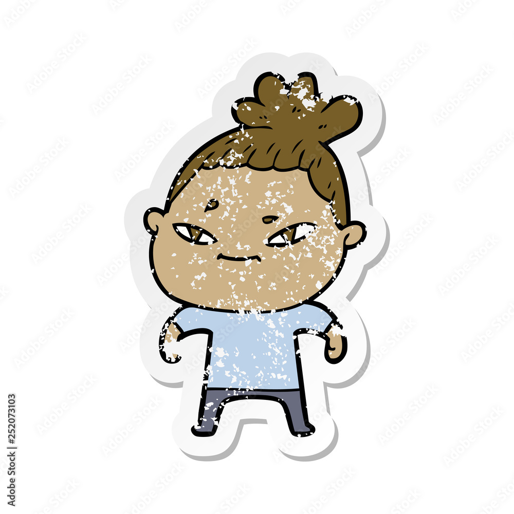 Obraz premium distressed sticker of a cartoon woman