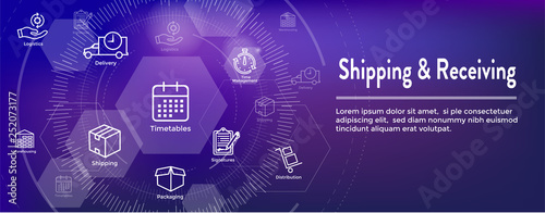 Shipping and Receiving Icon Set with Boxes, Warehouse, checklist, etc