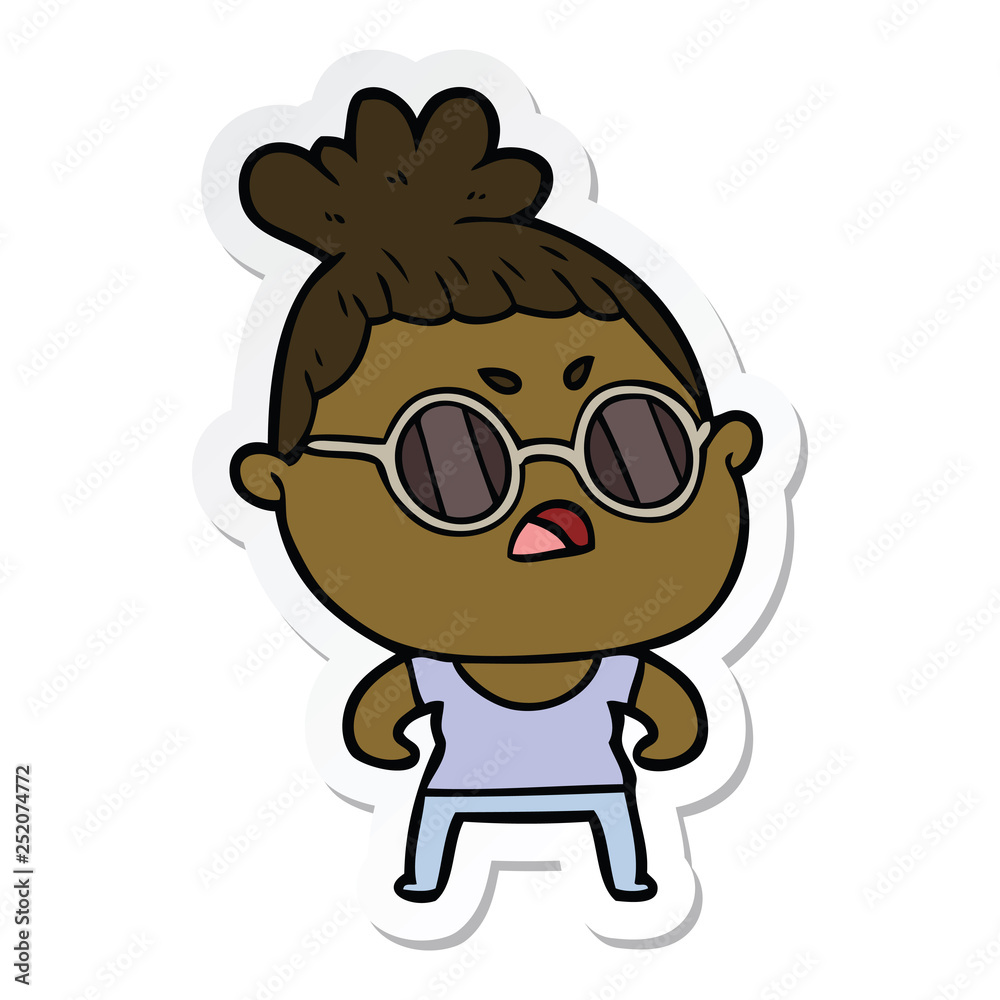 sticker of a cartoon annoyed woman