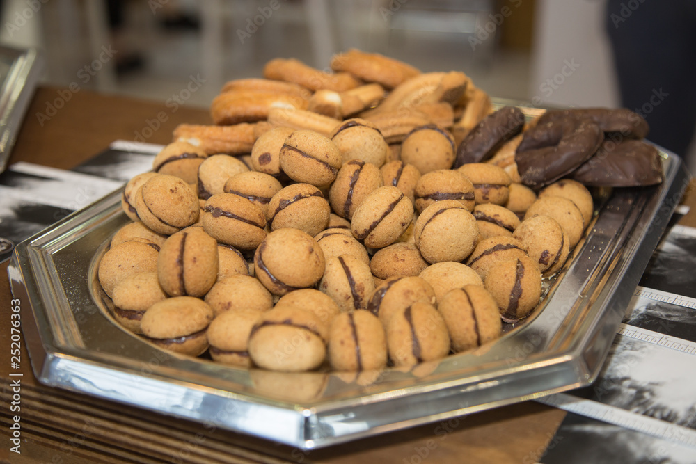 Silver Tray with Biscuits and Chocolate Pastries Silver Tray with Biscuits and Chocolate Pastries