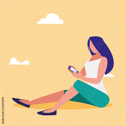 woman using smartphone character