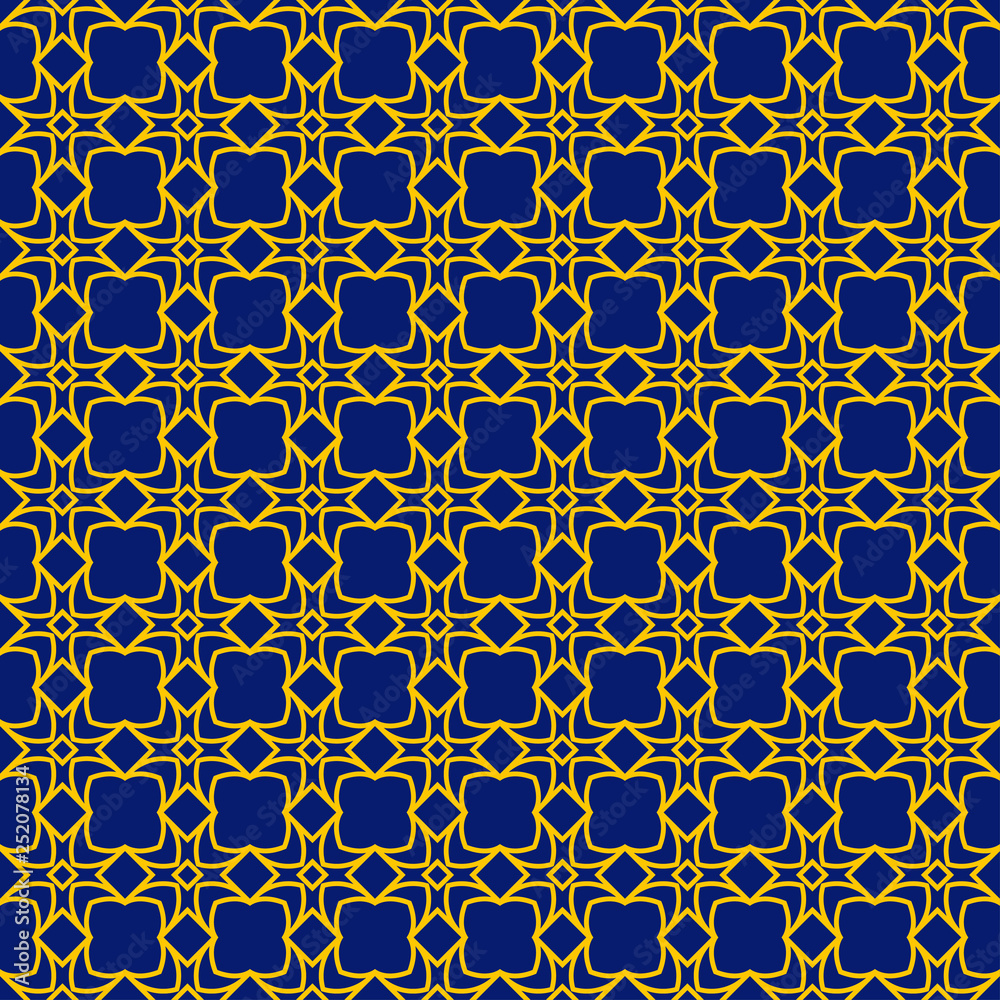 Abstract Vector Seamless Pattern With Abstract Geometric Style. Repeating Sample Figure And Line. Blue yellow color Abstract Vector Seamless Pattern With Abstract Geometric Style. Repeating Sample Figure And Line. Blue yellow color