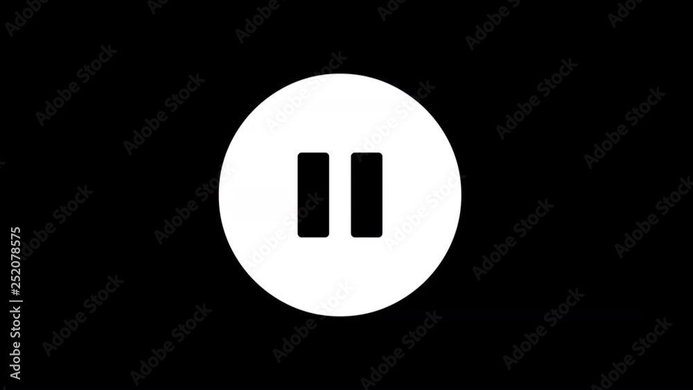 From the Glitch effect arises pause circle symbol. Then the TV turns off. Alpha channel Premultiplied - Matted with color black