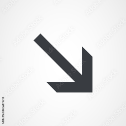 Diagonal Right Arrow Pointing Down, arrow icon
