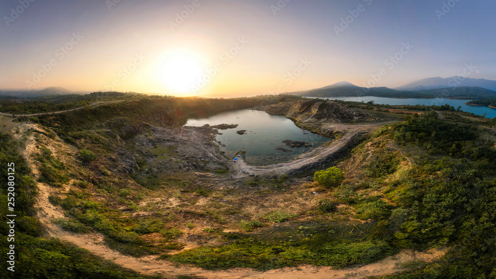 Sunset lake on moutain, Khe Sanh Town, Huong Hoa District, Quang Tri Province, Viet nam