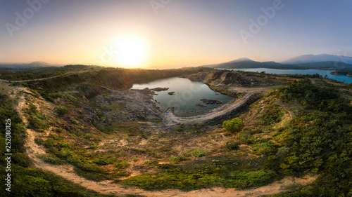 Sunset lake on moutain, Khe Sanh Town, Huong Hoa District, Quang Tri Province, Viet nam