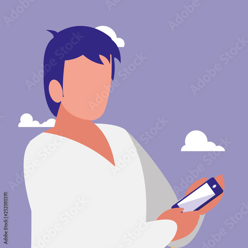 young man using smartphone