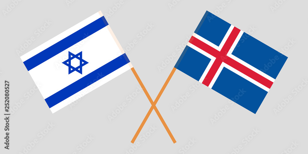 Iceland and Israel. The Icelandic and Israeli flags. Official colors. Correct proportion. Vector