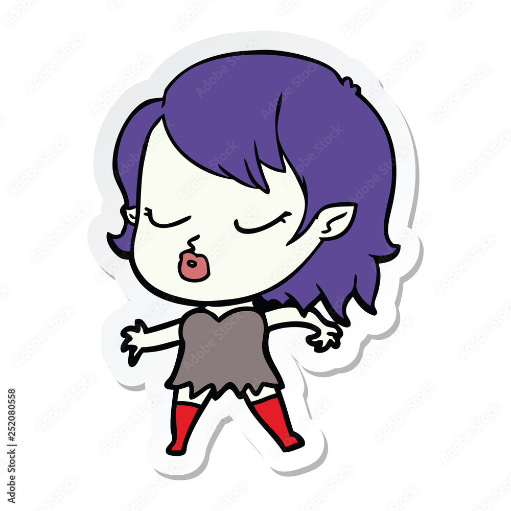 sticker of a cute cartoon vampire girl sticker of a cute cartoon vampire girl