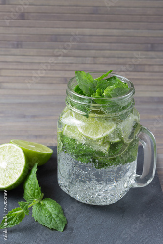 Fresh drink with mint and lemon.