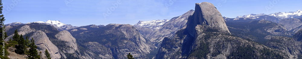 panorama of yosemite valley with half dome