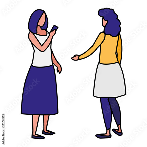 girls couple using smartphone