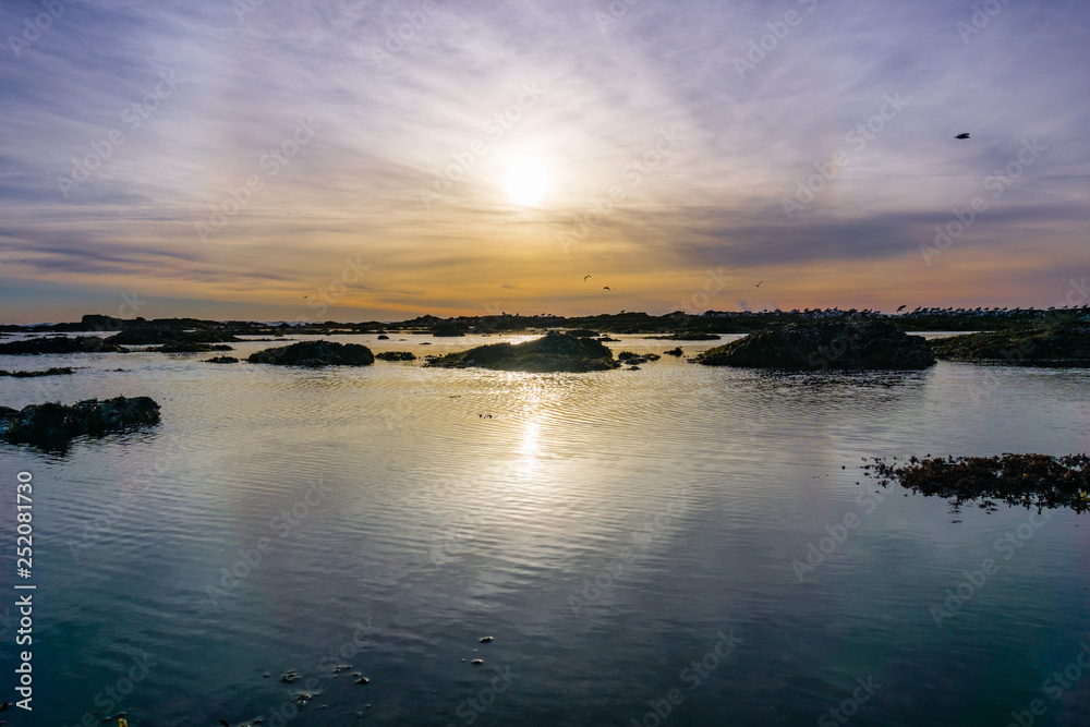 Sunset at the Fitzgerald Marine Reserve tidepools, Moss Beach, California