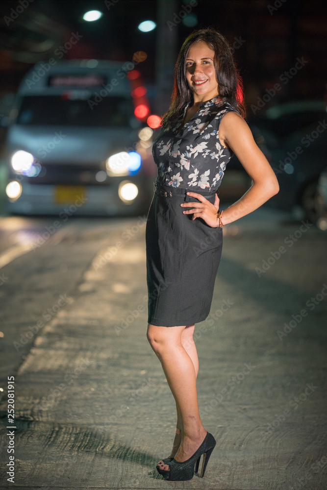 Portrait of a woman at street night Portrait of a woman at street night