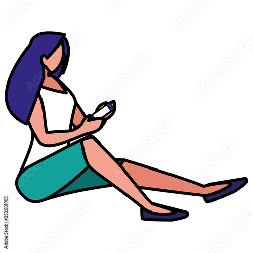 woman using smartphone character