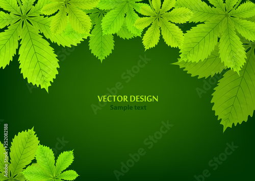 Bright abstract background with chestnut leaves for your design. Space for your text. Vector illustration
