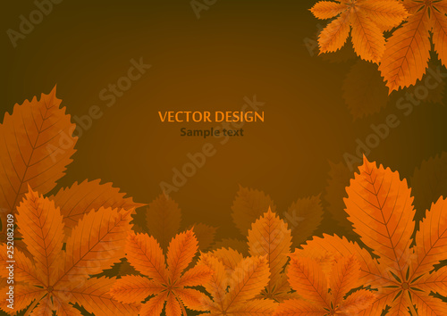 Bright abstract background with chestnut leaves for your design. Space for your text. Vector illustration