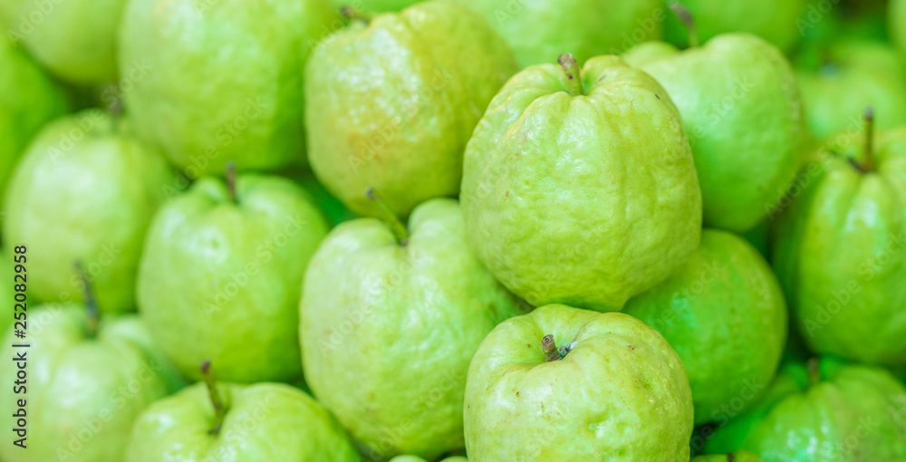 Fresh green guava in the market Fresh green guava in the market