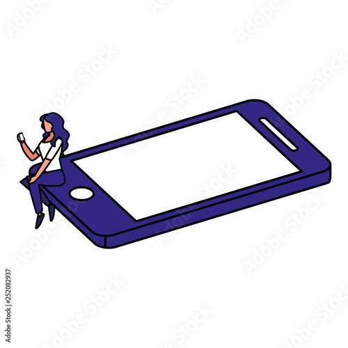 woman using smartphone character