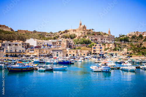 Beautiful view on Gozo island from a boat, postcard style, beautiful colors landscape - Image
