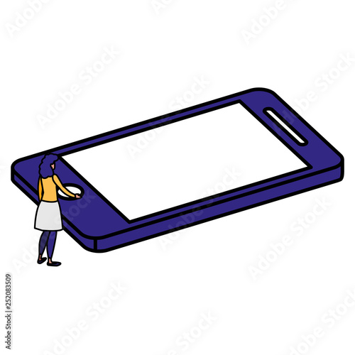 woman using smartphone character