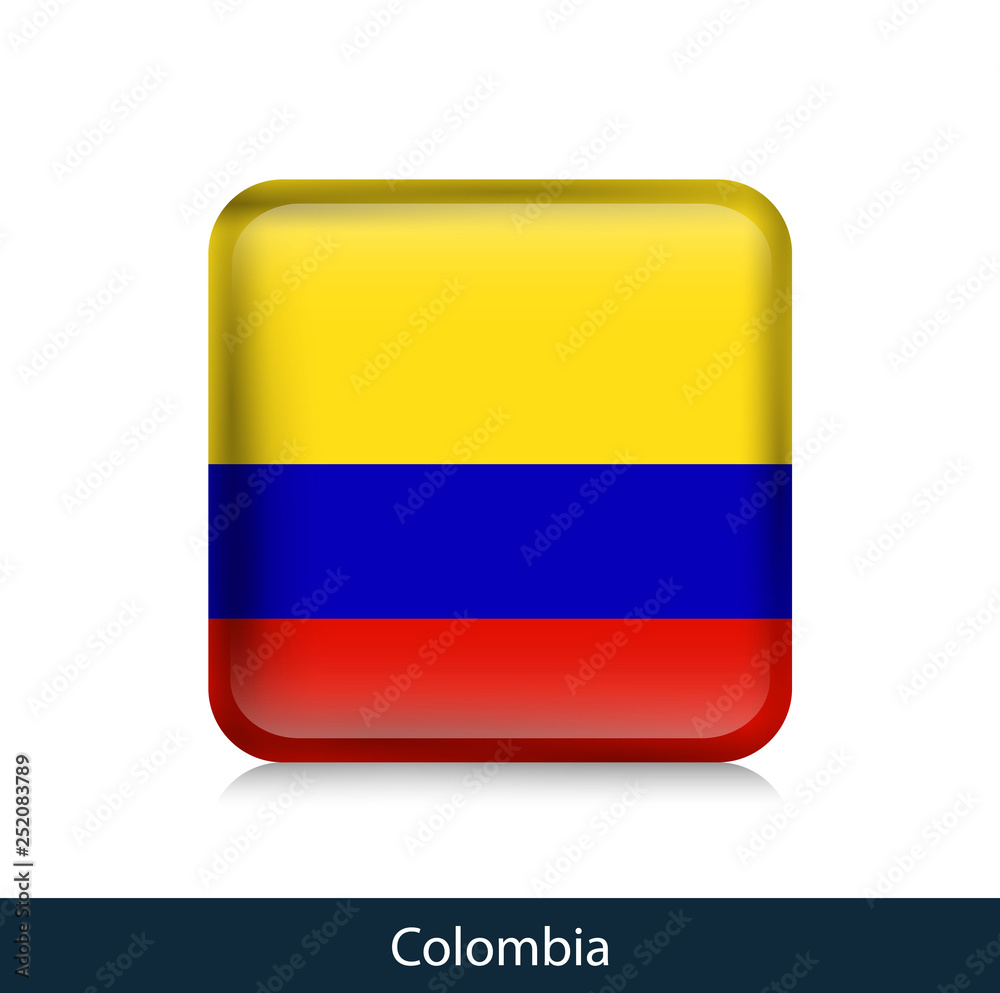 Flag of Colombia - Square glossy badge Flag of Colombia - Square glossy badge