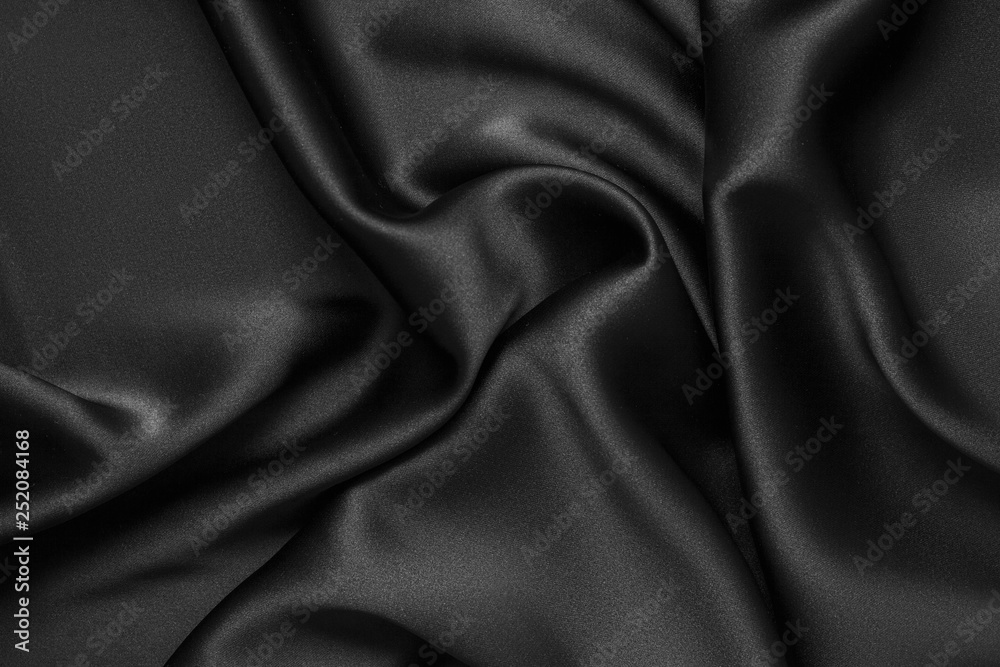 Black luxury wavy rippled glossy silk drapery cloth fabric Black luxury wavy rippled glossy silk drapery cloth fabric