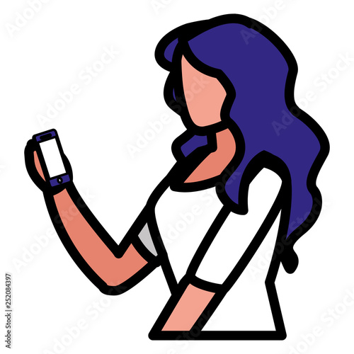 woman using smartphone character
