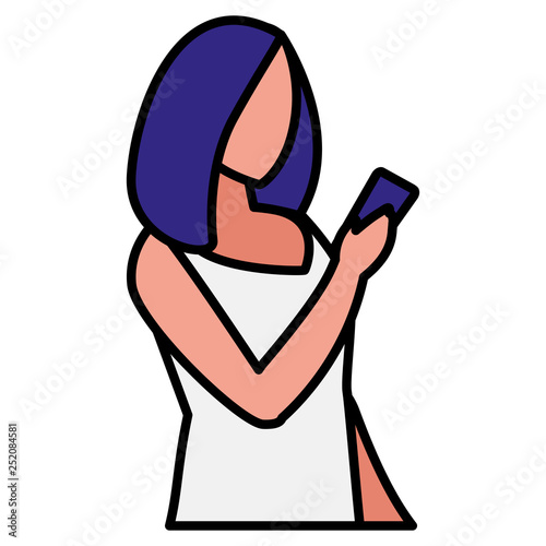 woman using smartphone character