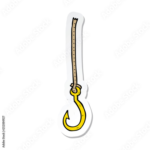 sticker of a cartoon fish hook