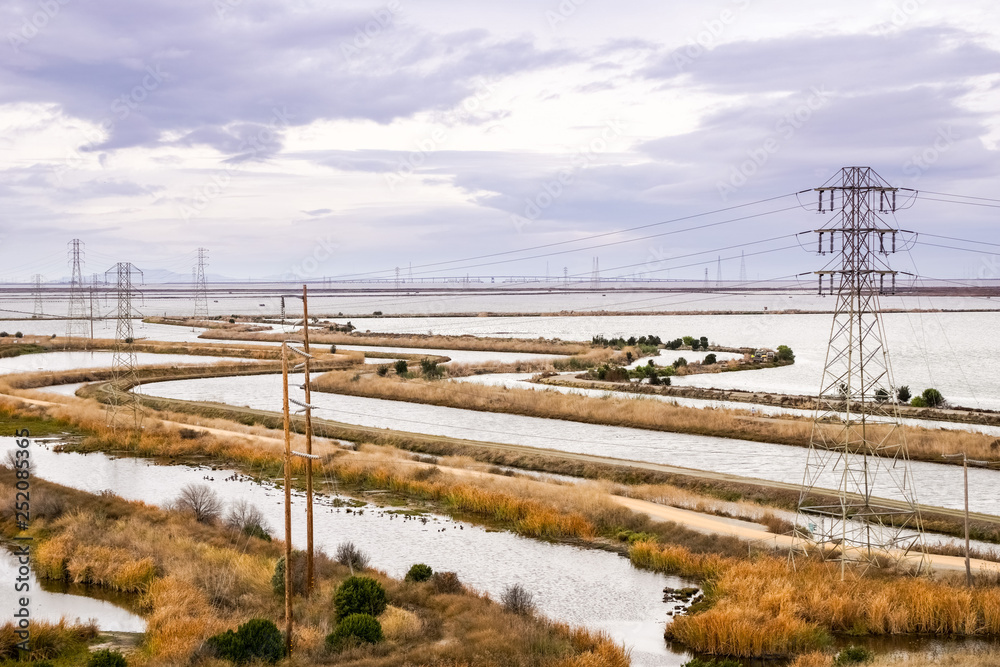 San Francisco bay tidal ponds and waterways, Sunnyvale, California