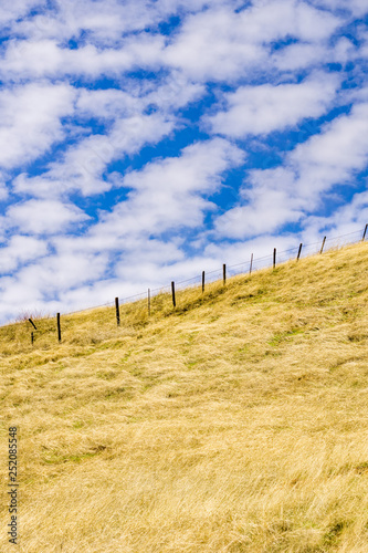 Dry grass covered hills in Joseph Grant County Park, San Jose, California