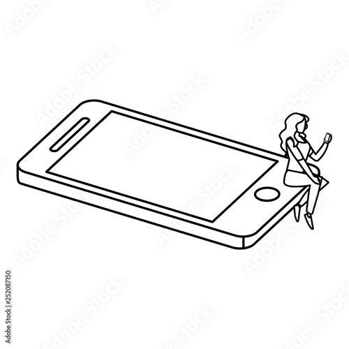 woman using smartphone character