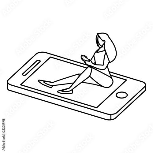 woman using smartphone character