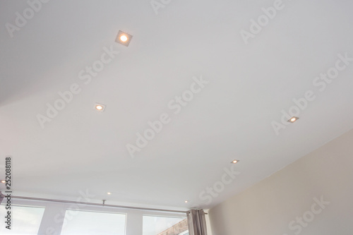 living room ceiling halogen spots, modern design, spot light photo
