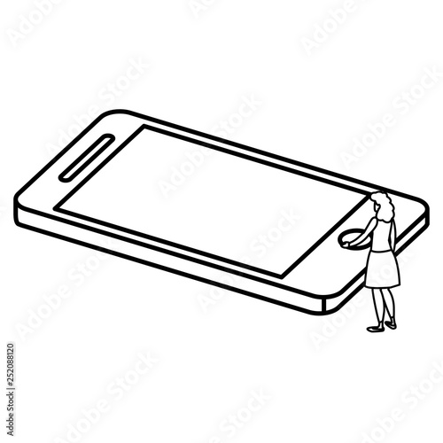 woman using smartphone character