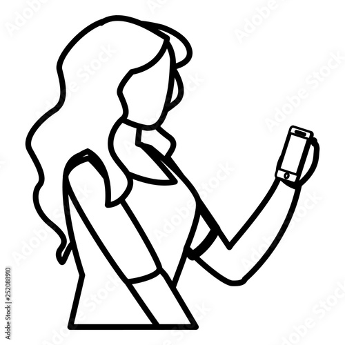 woman using smartphone character
