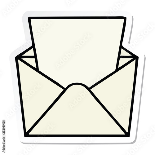 sticker of a quirky hand drawn cartoon letter and envelope