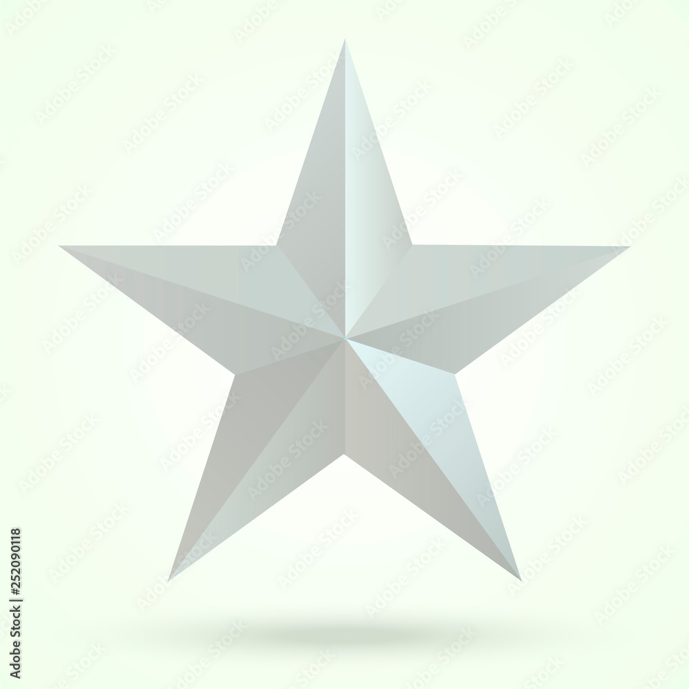 3D five-pointed star on a gradient background with shadow. 3D five-pointed star on a gradient background with shadow.