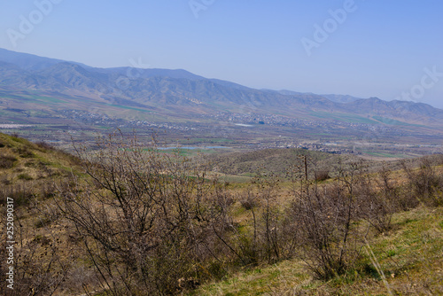 Scenic landscape with settlements  Armenia-Georgia border