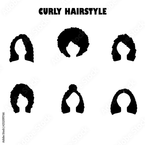 Woman with curly hair silhouettes